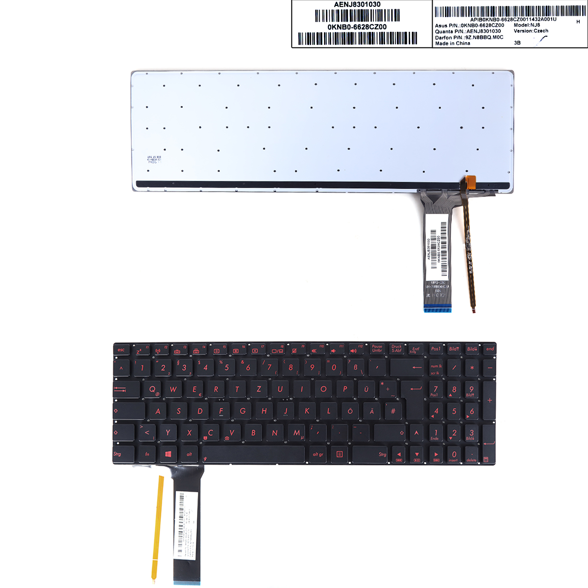 Picture of New Replacement Laptop Keyboard For ASUS N56 N550 N56V U500VZ N76 N76VM N76VJ BLACK( Backlit,RED Printing Win8) OEM GR Layout